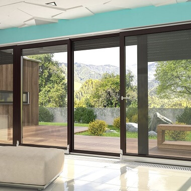 Holz Parallel-Schiebe-Kipp-Tür Meranti in Palisander - Salon