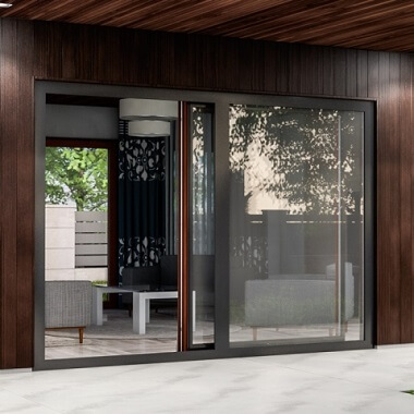 Holz-Alu Parallel-Schiebe-Kipp-Tür in Anthrazit