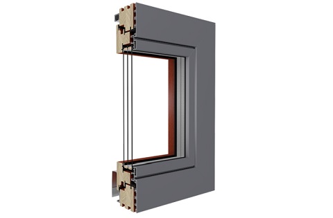 Profilschnitt Holz-Aluminium PSK-Tür DUOLINE