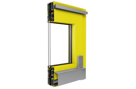 Profilschnitt Aluminium MB-70hi PSK-Tür in Gelb
