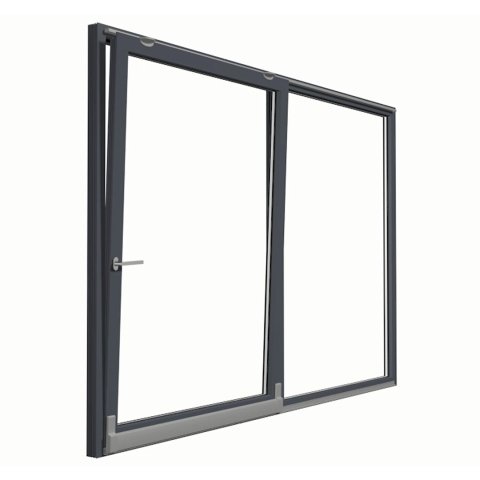 Gekippte Parallel-Schiebetür in Grau