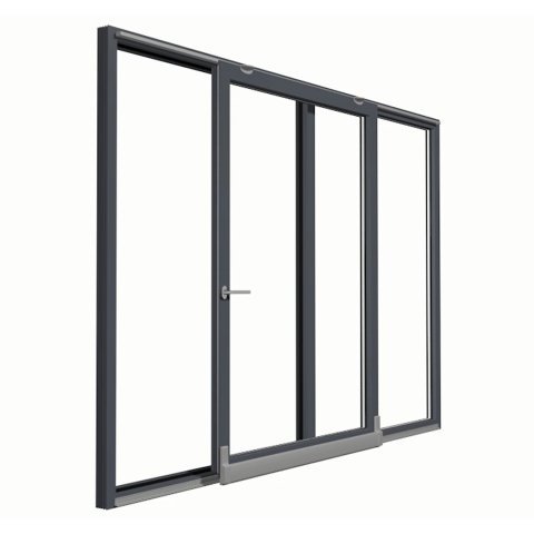 Halboffene Parallel-Schiebe-Kipp Terassentür in Grau
