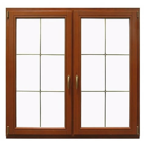 2-vleugelig houten kozijn met binnenliggende roedes