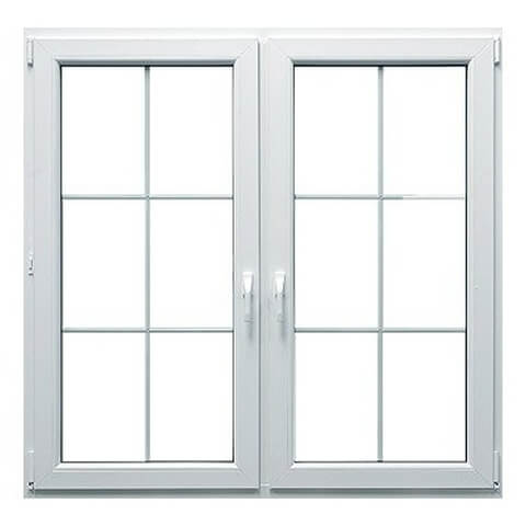 Twee-vleugelig raam in wit met roeden