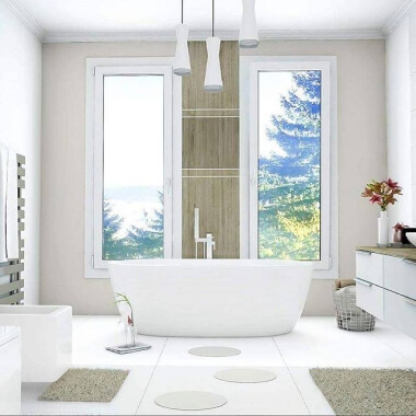 Badfenster schmal in Weiß