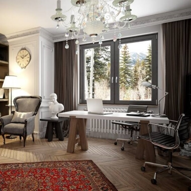 Werkkamerraam 2-vleugelig in grijs