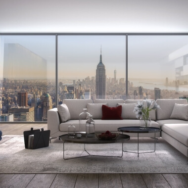 Driedelig panoramaraam van aluminium