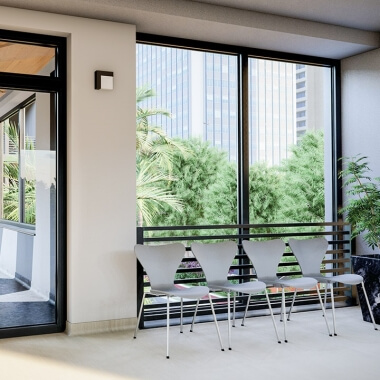 Vaste ramen in de wachtruimte