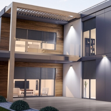 Ramen tot aan de grond met rolluik in antraciet