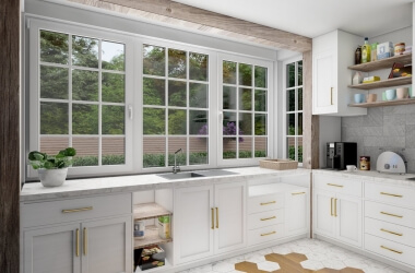 Sprossenfenster für die Küche im skandinavischen Stil