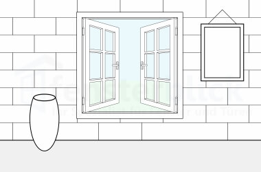 Voorbeeld van naar buiten openslaande kozijnen