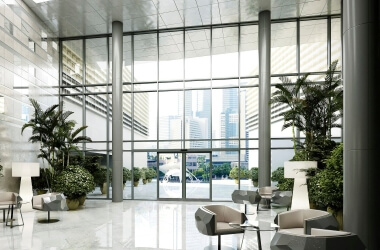 Fensterfassade für den Eingangsbereich im industrial Style