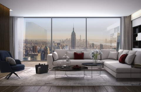 Driedelig panoramakozijn van aluminium