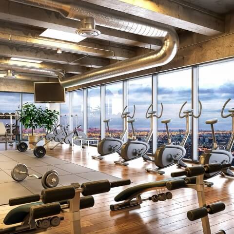 Fitnessstudio ramen­gevel van aluminium