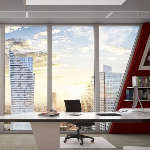 Büro-Fenster bodentief als Sonderform