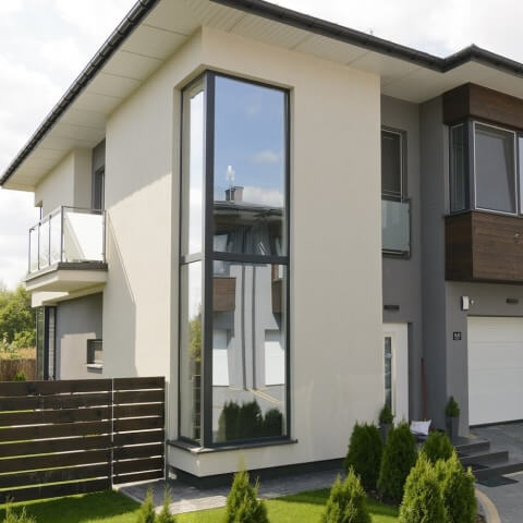 Treppenhausfenster über Eck feststehend