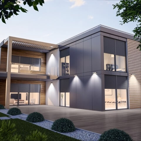 Kozijn tot op de vloer met rolluik in antraciet