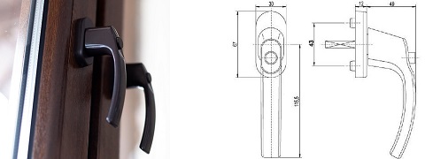 Raamkruk met knop in bruin