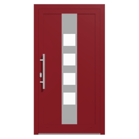 Alu-Haustür Rubinrot RAL-3003 Modell-18