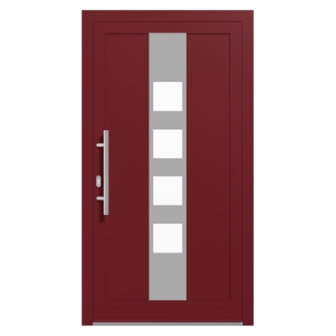 Alu-Haustür Purpurrot RAL-3004 Modell-18