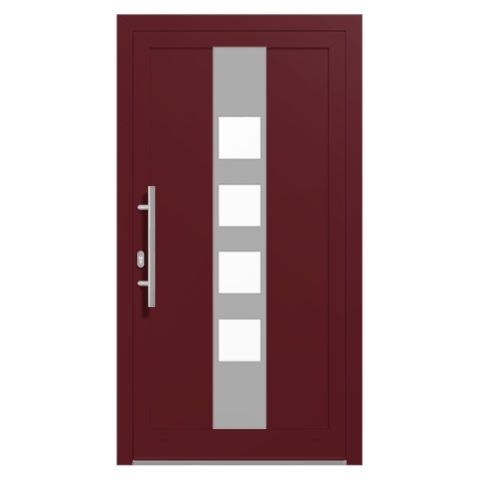 Alu-Haustür Weinrot RAL-3005 Modell-18