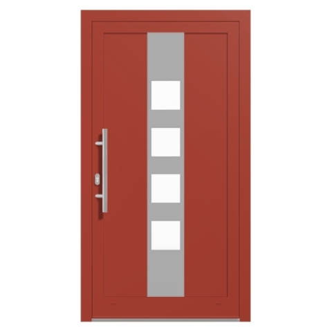 Alu-Haustür Korallenrot RAL-3016 Modell-18