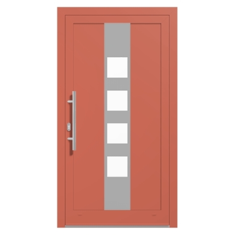 Alu-Haustür Lachsrot RAL-3022 Modell-18