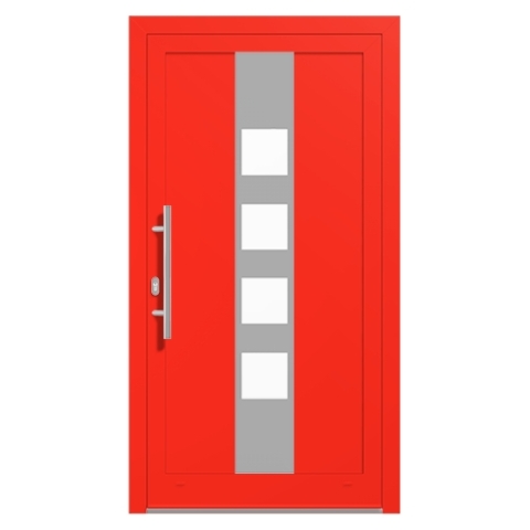 Alu-Haustür Leuchthellrot RAL-3026 Modell-18