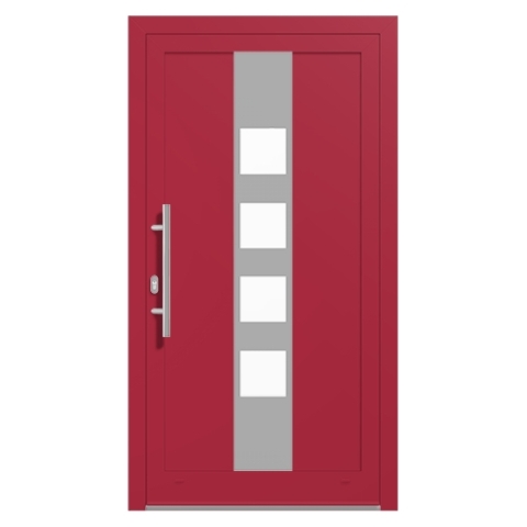 Alu-Haustür Himbeerrot RAL-3027 Modell-18