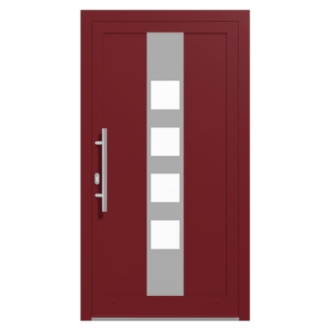 Alu-Haustür Perlrubinrot RAL-3032 Modell-18