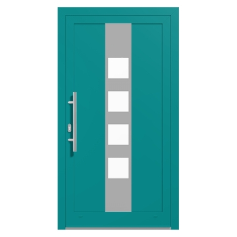 Alu-Haustür Türkisblau RAL-5018 Modell-18