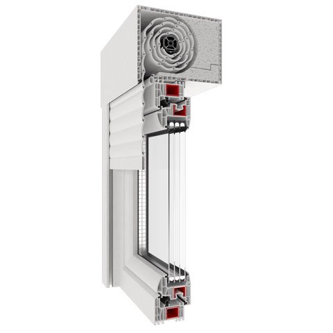 Kunststofffenster mit Aufsatzrollladen in Weiß