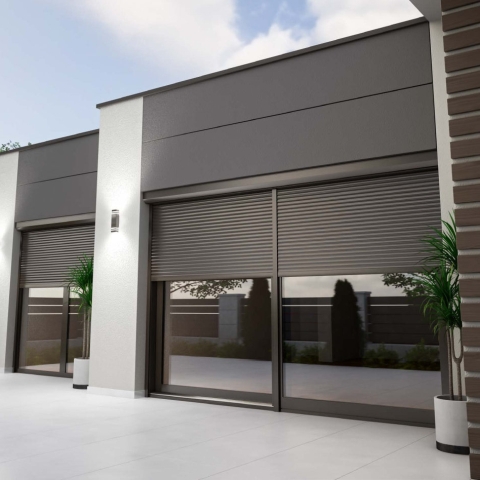 Hebeschiebetür Rollladen anthrazit