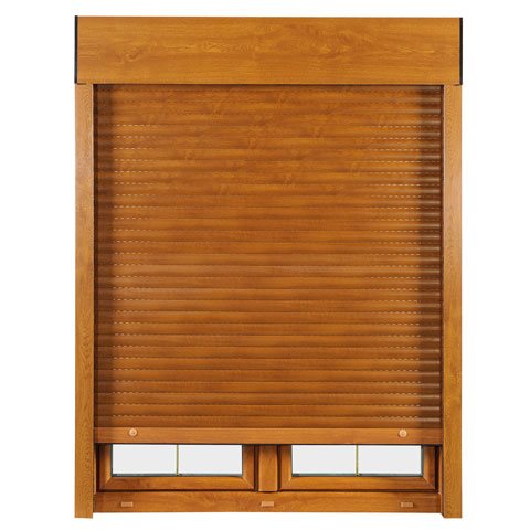 Kunststofffenster mit Aufsatzrollladen in Golden Oak