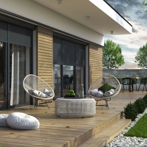 Terrassentür mit Vorbaurollladen anthrazit