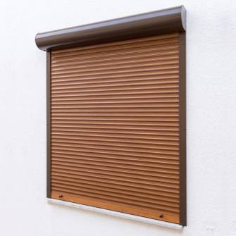 Vorbaurolladen Braun geschlossen