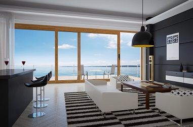 Wohnzimmer mit Hebe-Schiebe-Tür