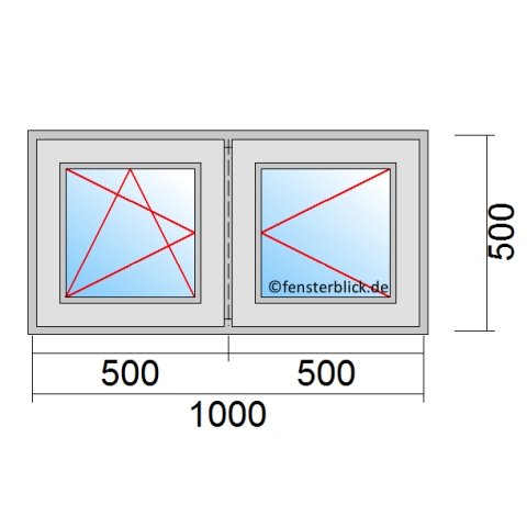 Fenster 1000x500mm 2 Flüglig Stulpfenster technische Details