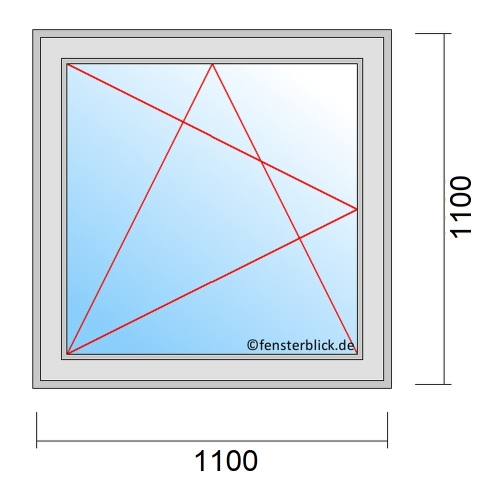Einflügeliges Fenster 110x110 cm mit Dreh-Kipp-Links Öffnung