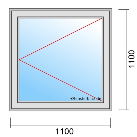 Einflügeliges Fenster 110x110 cm mit Dreh-Rechts Öffnung