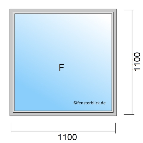 Einflügeliges Fenster 110x110 cm mit Festverglasung im Rahmen
