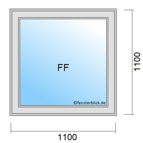Einflügeliges Fenster 110x110 cm mit Festverglasung im Flügel