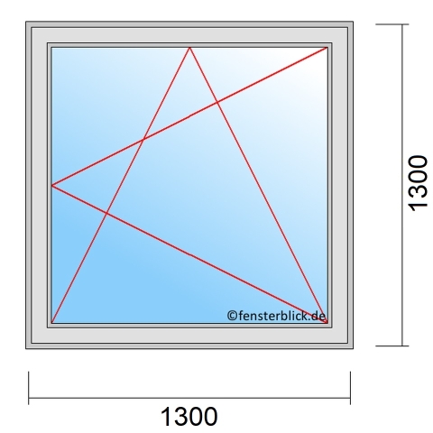 Einflügeliges Fenster 140x140 cm mit Dreh-Kipp-Rechts Öffnung
