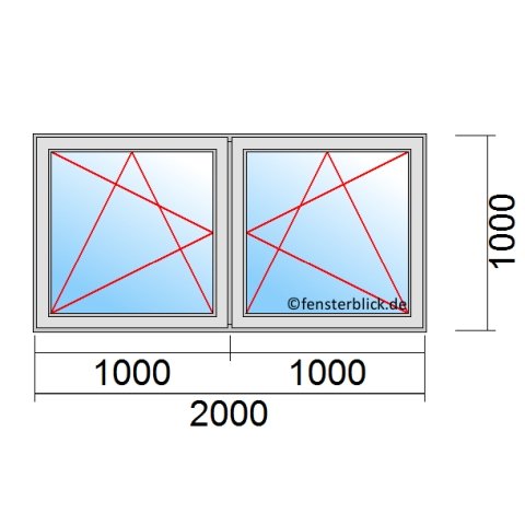 Fenster 2000x1000mm 2 Flüglig mit Pfosten technische Details