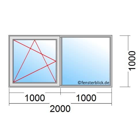 Fenster 2000x1000mm 2 flg Dreh-Kipp/Fest technische Details