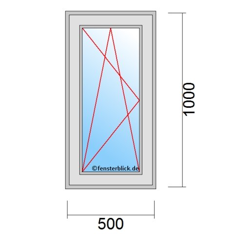 Fenster 500x1000mm Dreh-Kipp-Links technische Details