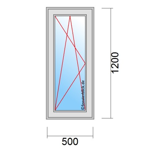 Fenster 500x1200mm Dreh-Kipp-Links technische Details