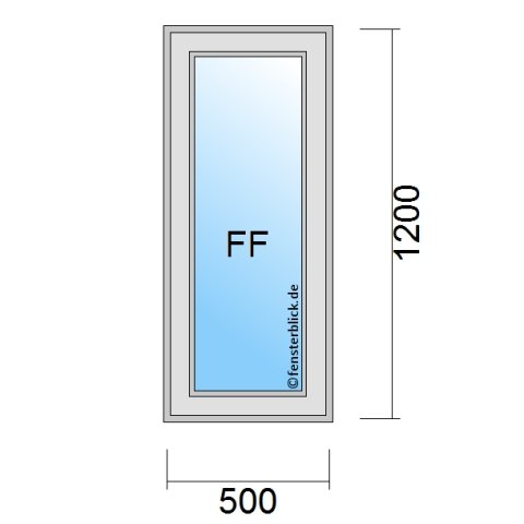 Fenster 500x1200mm fester Rahmen technische Details