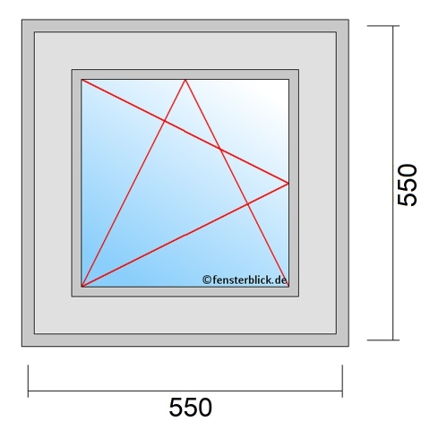 Fenster 55x55 cm mit Dreh-Kipp-Links Öffnung technische Details