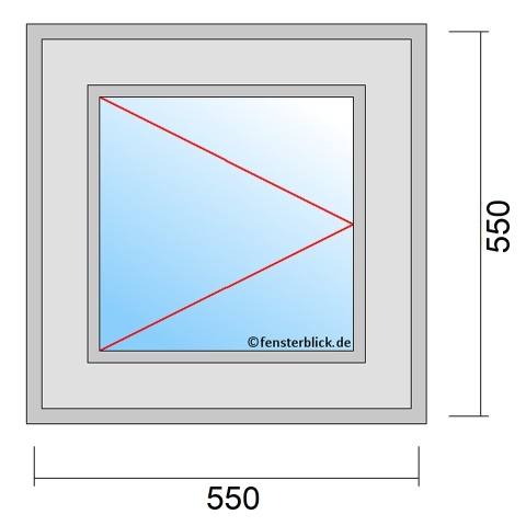 Fenster 55x55 cm mit Dreh-Links Öffnung technische Details